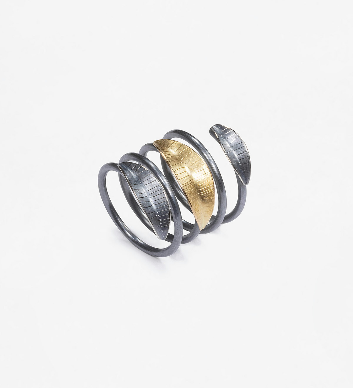 18k gold and silver ring Baladre 25mm