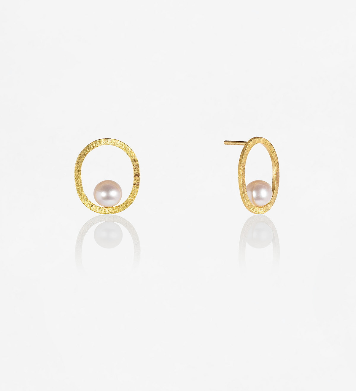 18k gold earrings Fil Pla 14mm with pearl