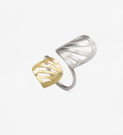18k gold and silver ring Jungle 40mm