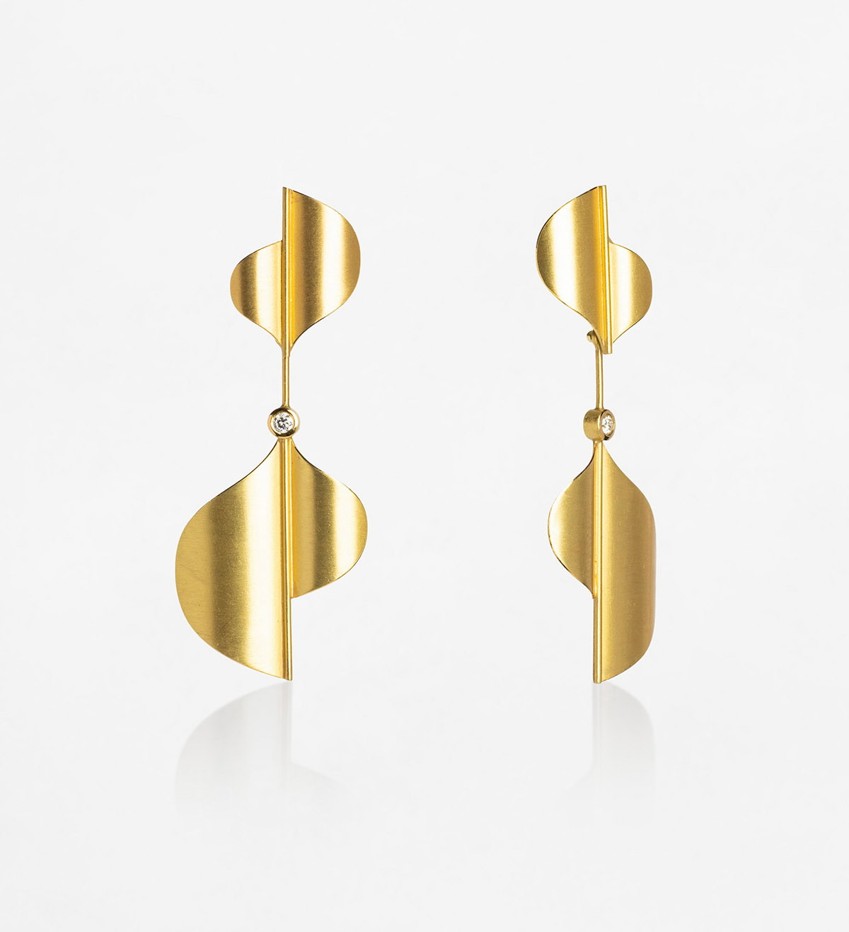 18k gold earrings Seda 52mm with diamonds 0,10ct