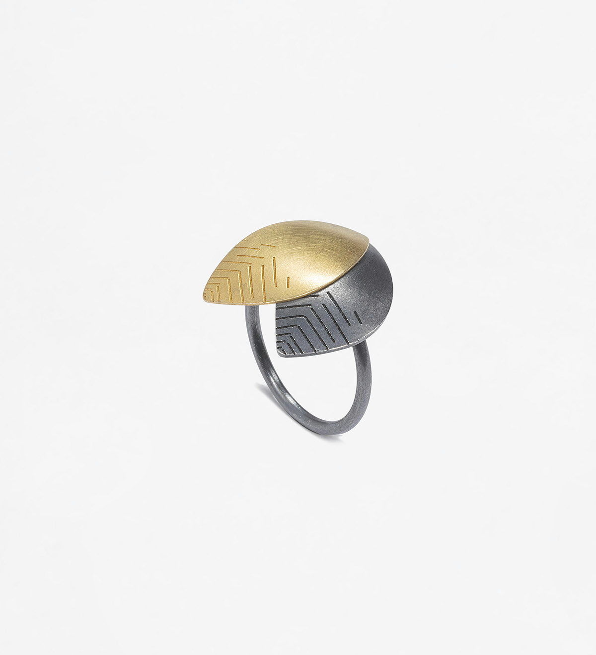 18k gold and silver ring Roma 20mm