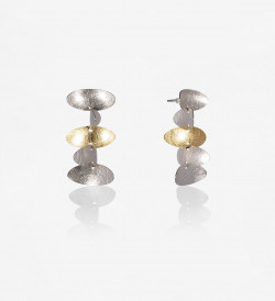 18k gold and silver earrings Samoa 50mm