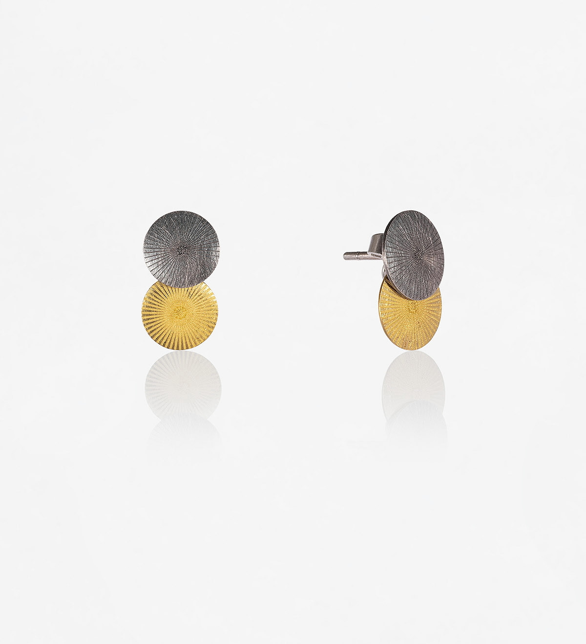 18k gold and silver earrings Samurai 17mm