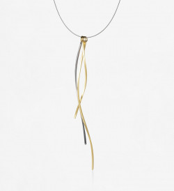 18k gold & titanium pendant Pinassa with steel cable 42cm