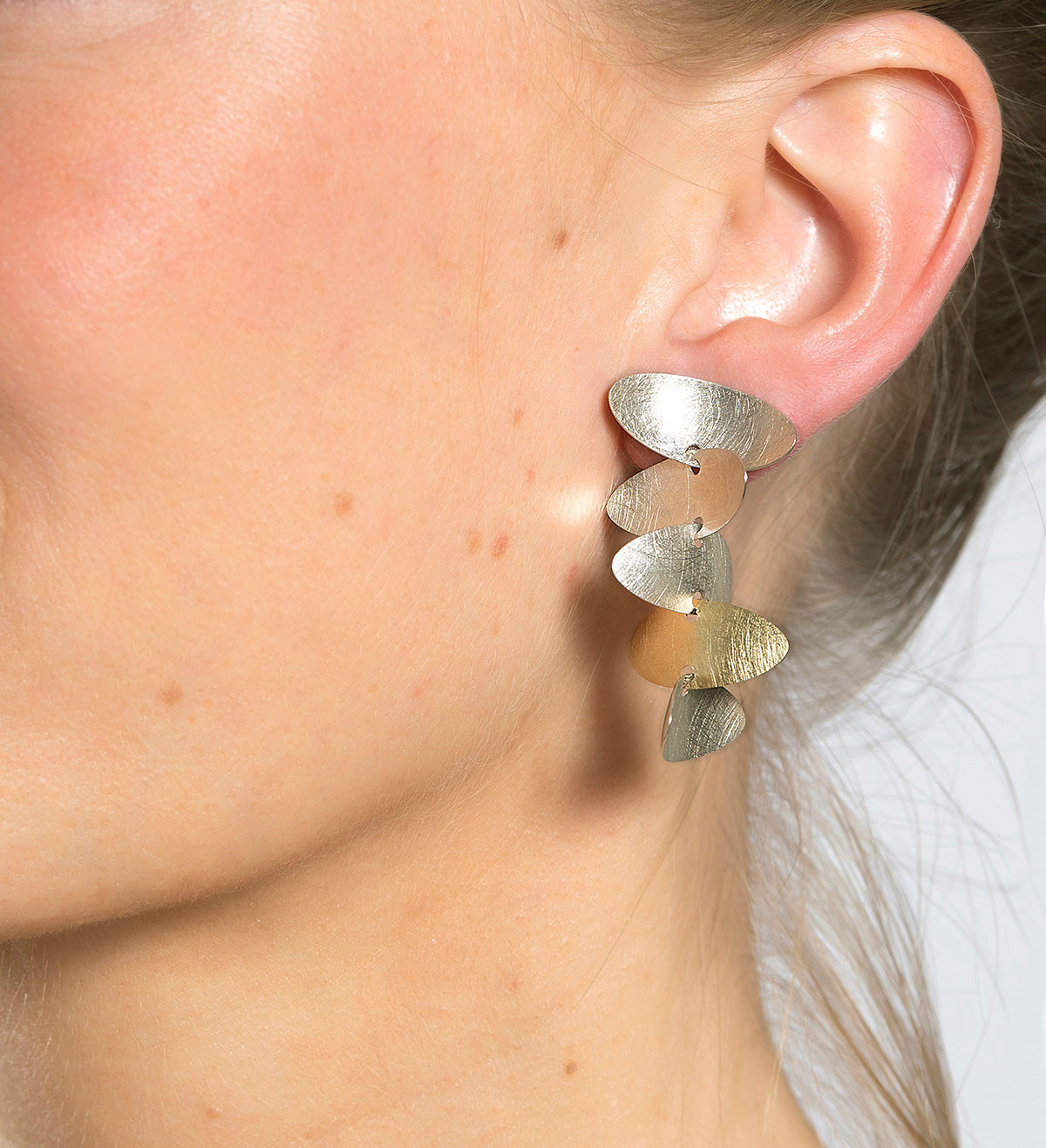 18k gold and silver earrings Samoa 50mm