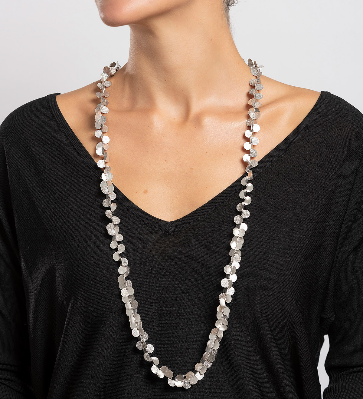 Silver necklace Papallones 45-80cm
