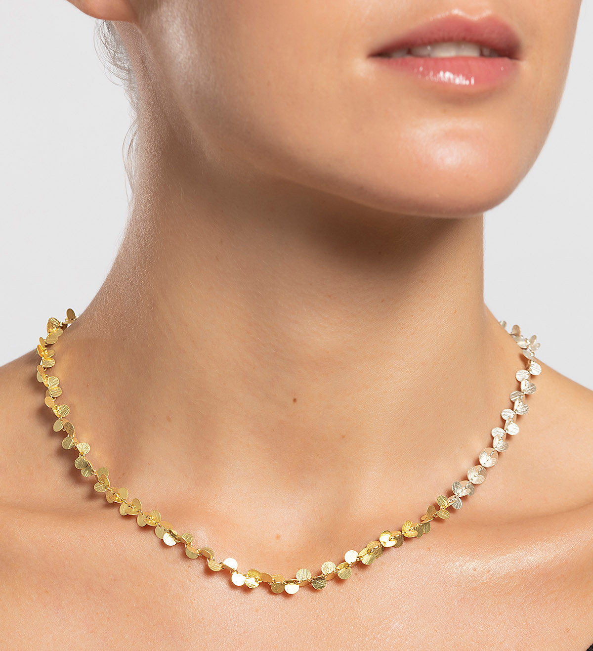 18k gold and silver necklace Papallones 45cm