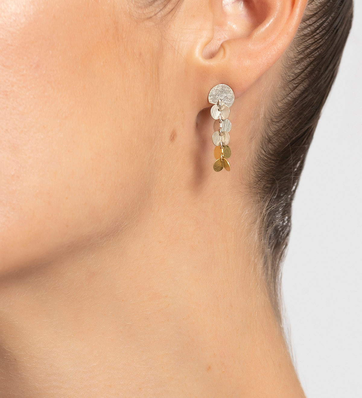 18k gold and silver earrings Papallones 30mm