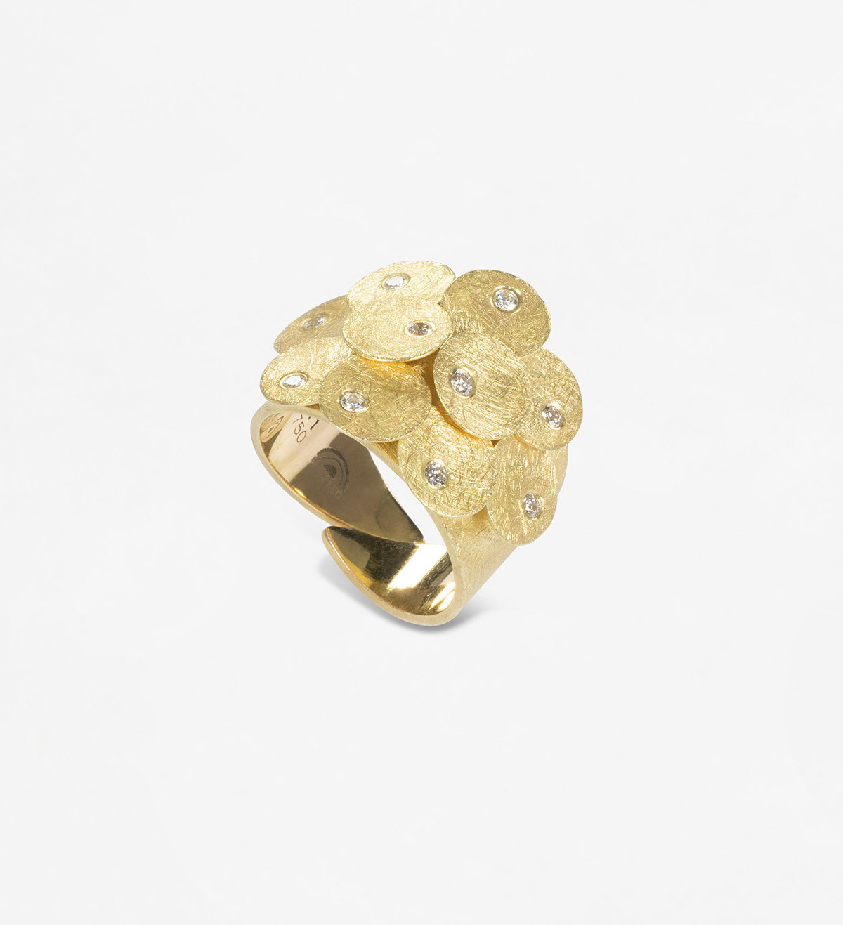 18k gold ring Flô 20mm with diamonds 0,25ct