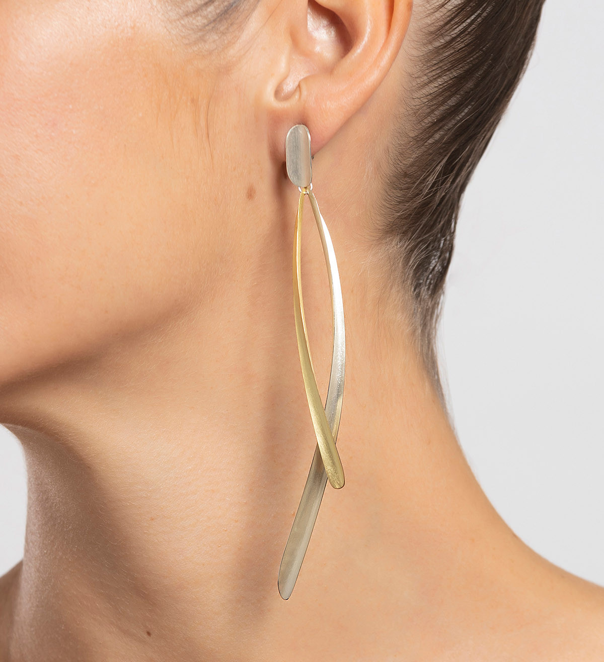 18k gold and silver earrings Volta 112mm