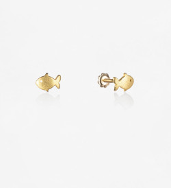 18k gold earrings Símbol fish 5mm