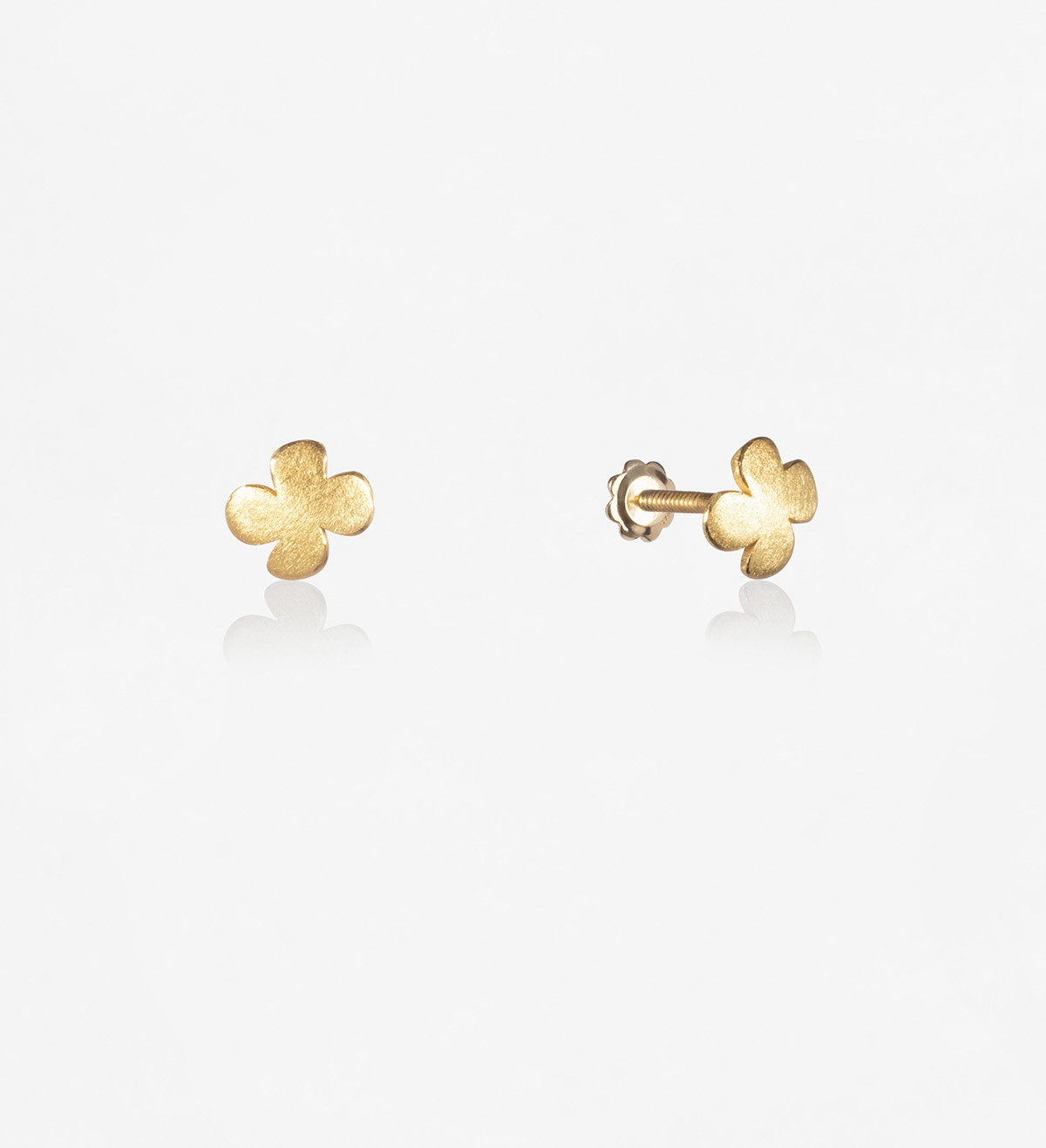 18k gold earrings Símbol clover 5mm