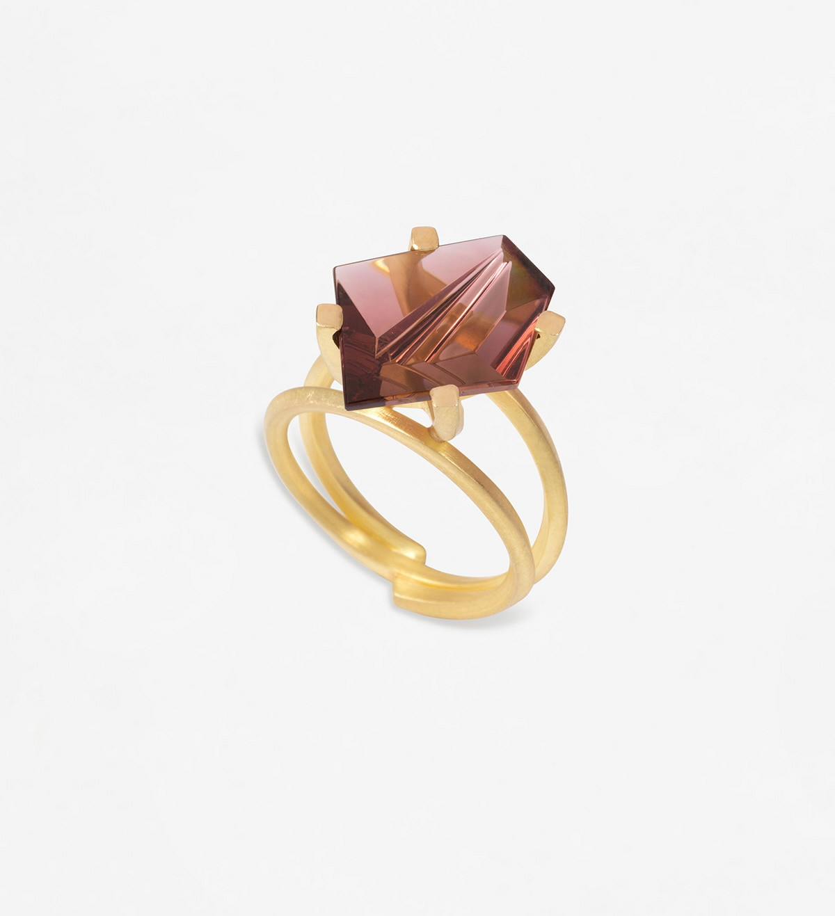 18k gold ring with rose Munsteiner Tourmaline 6,46ct