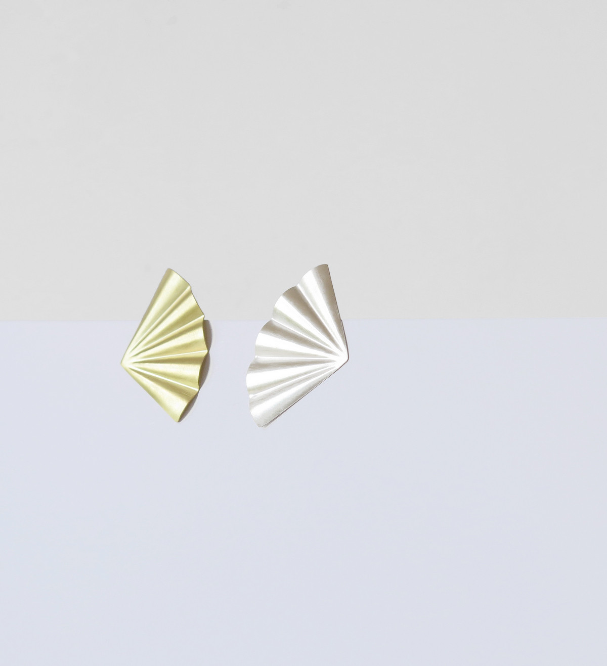 18k gold and silver earrings Maiko 43mm