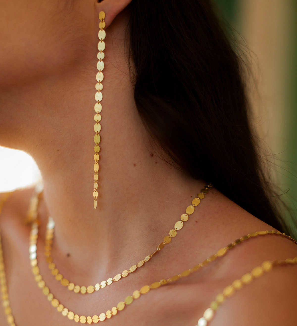 18k gold earrings Party 135mm