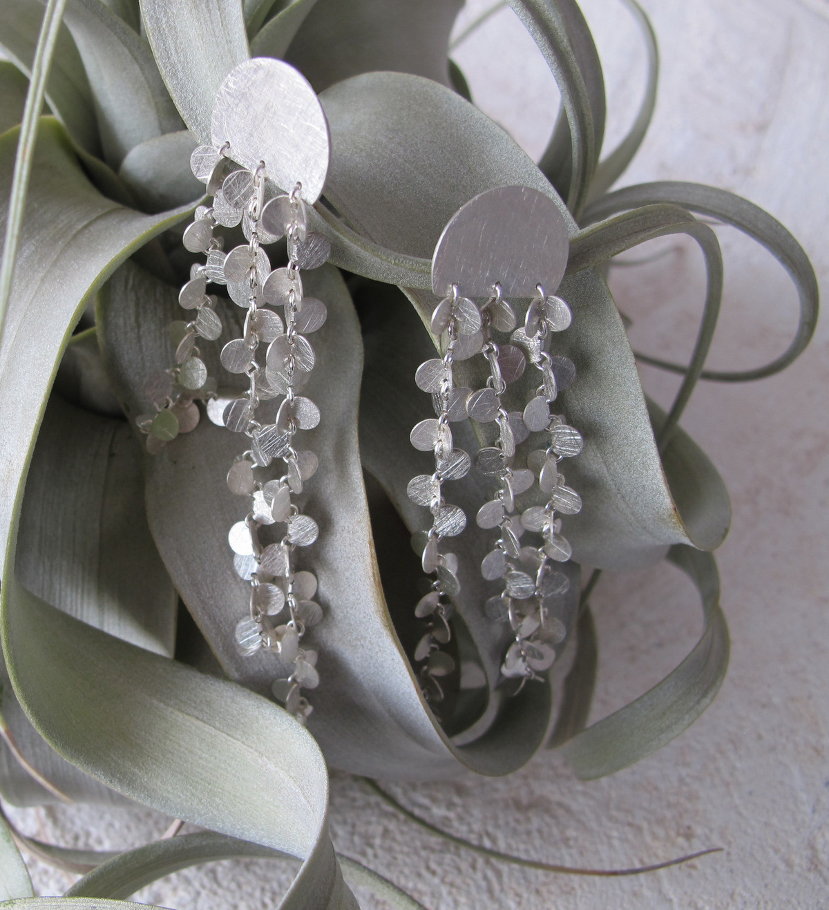 Silver earrings Papallones 40mm
