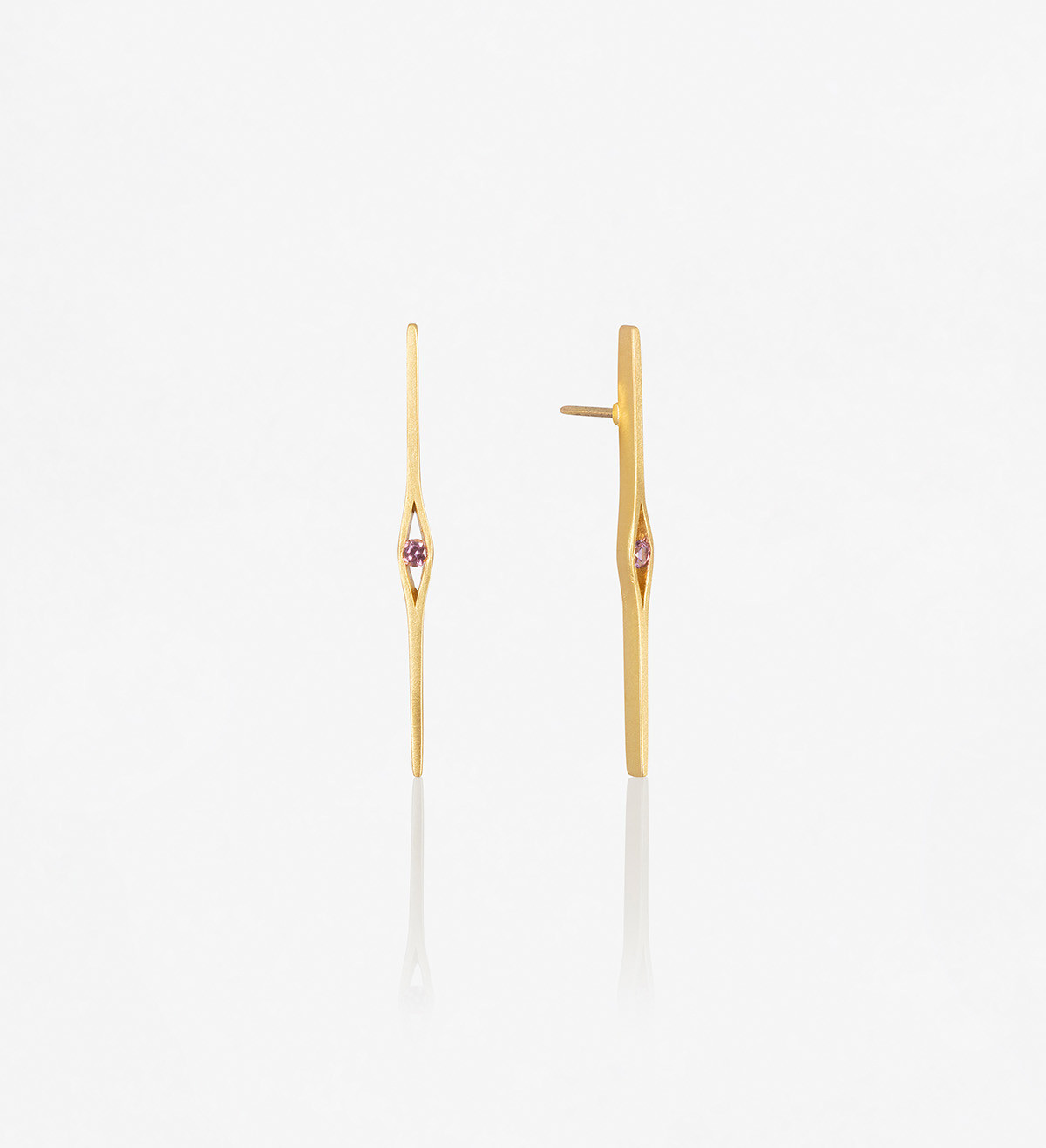 18k gold earrings with pink Wennick-Lefèvre sapphire  0,14ct
