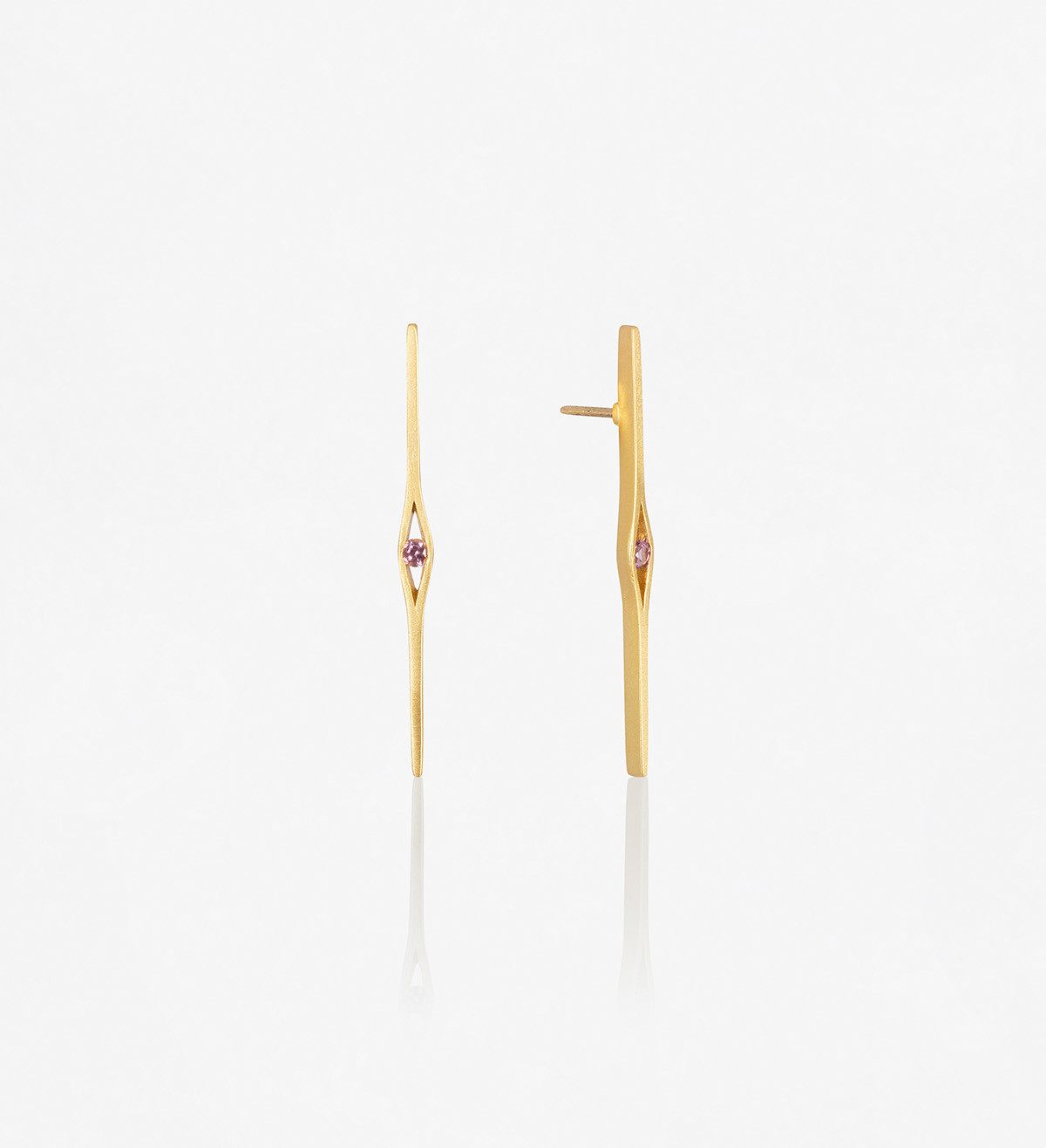 Pendientes oro y zafiro rosa Wennick-Lefèvre 0,14ct