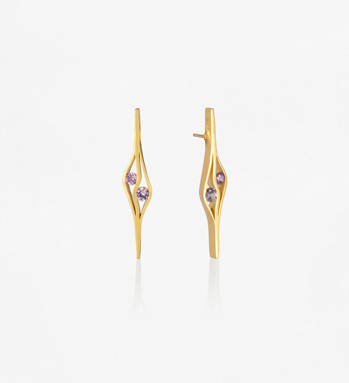 Pendientes oro con zafiro lila Wennick-Lefèvre 1,16ct