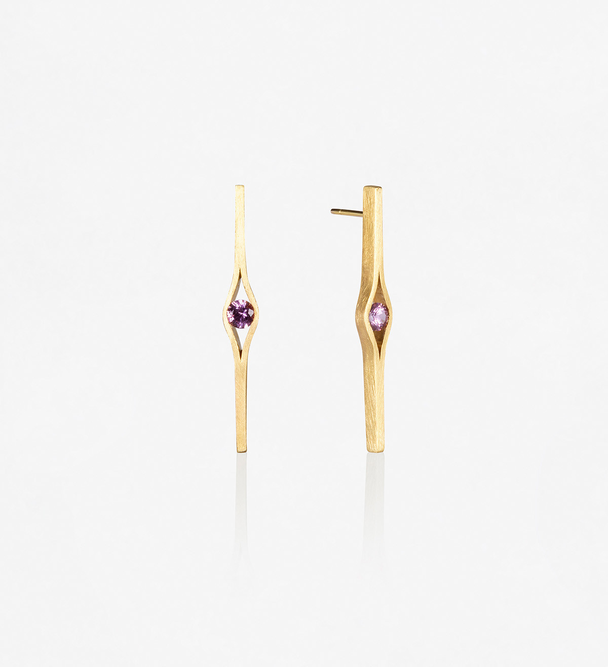 Pendientes oro con zafiro rosa Wennick-Lefèvre 0,74ct