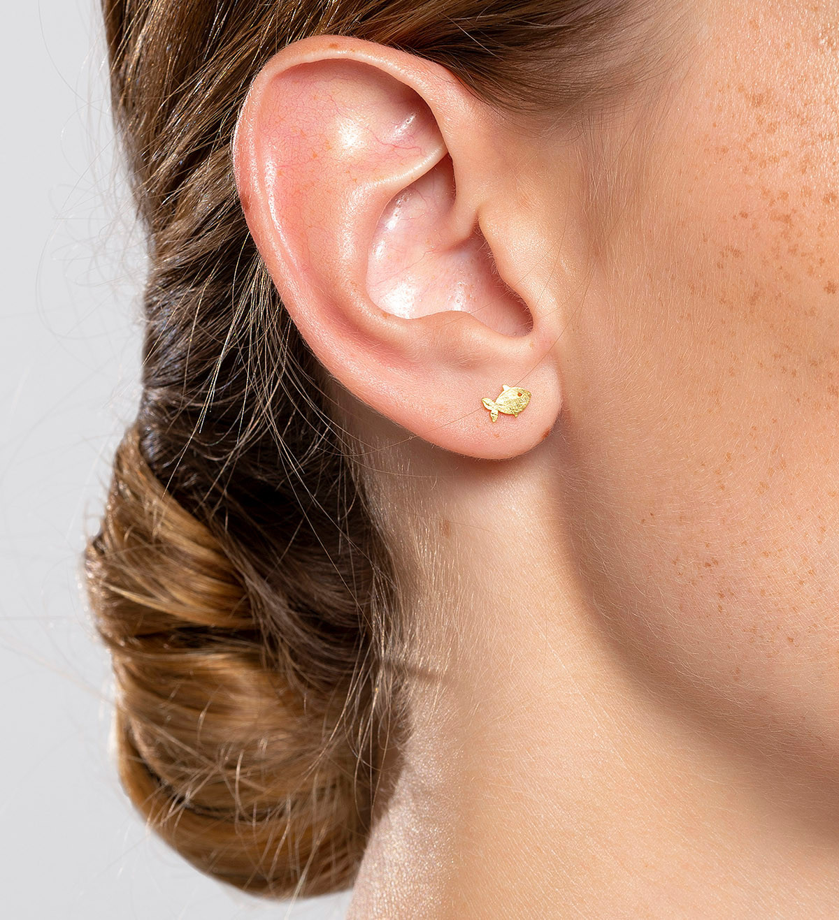 18k gold earrings Símbol fish 5mm