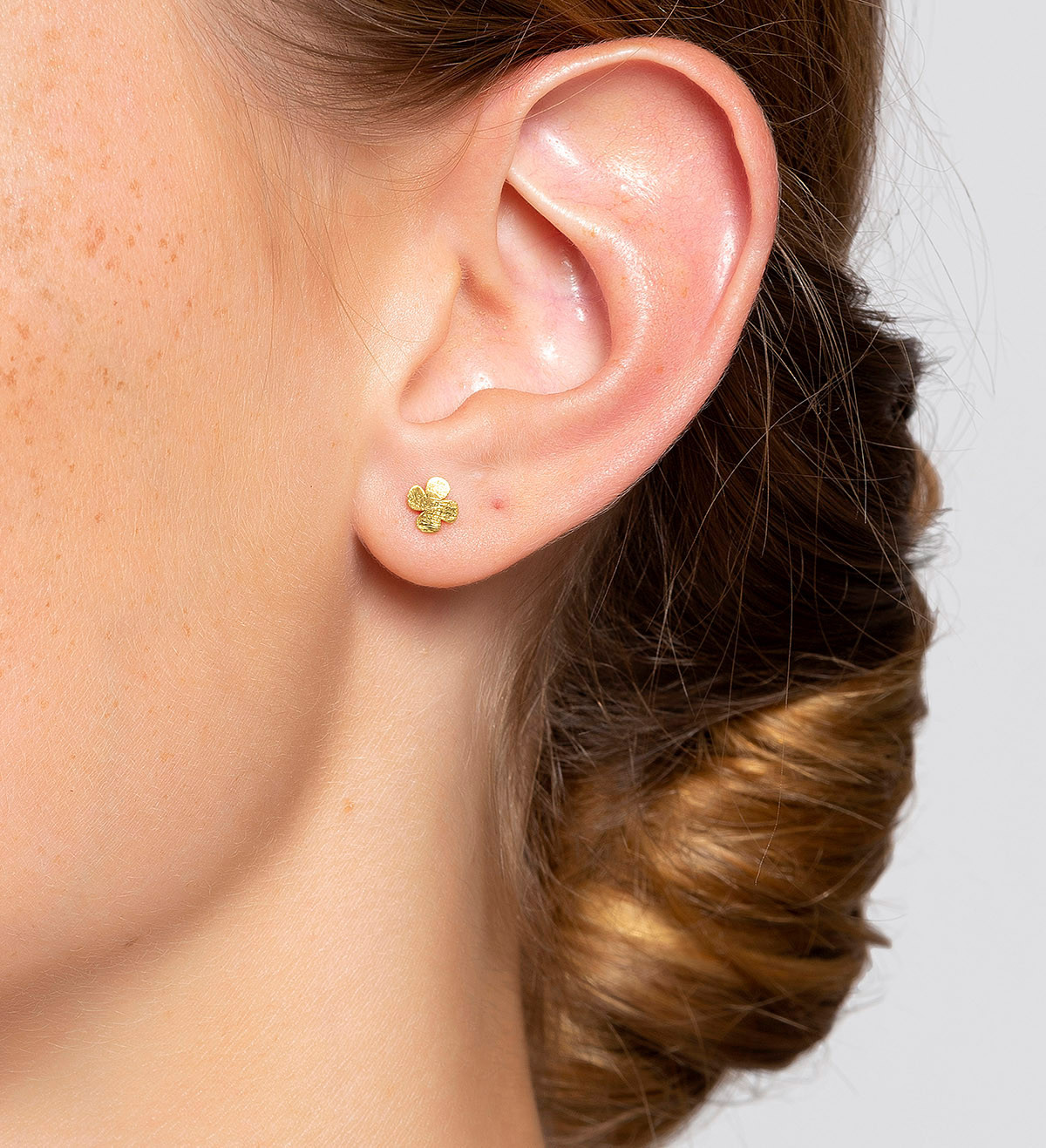 18k gold earrings Símbol clover 5mm