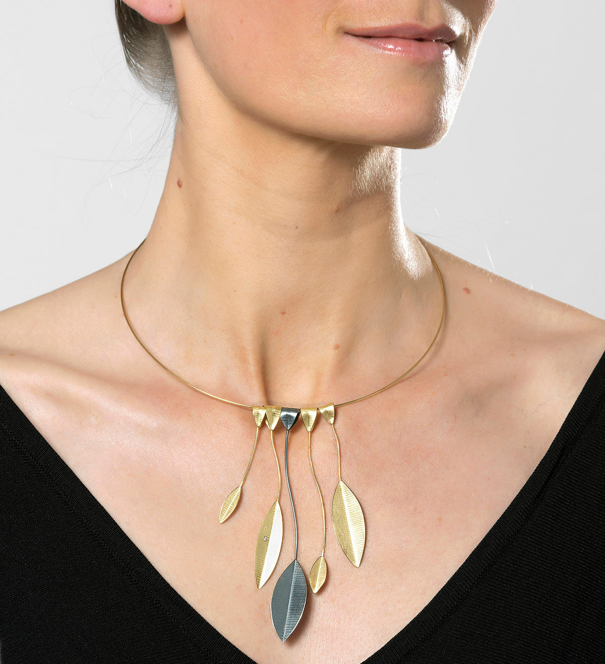 Collar oro y plata Baladre con diamante 0,030ct