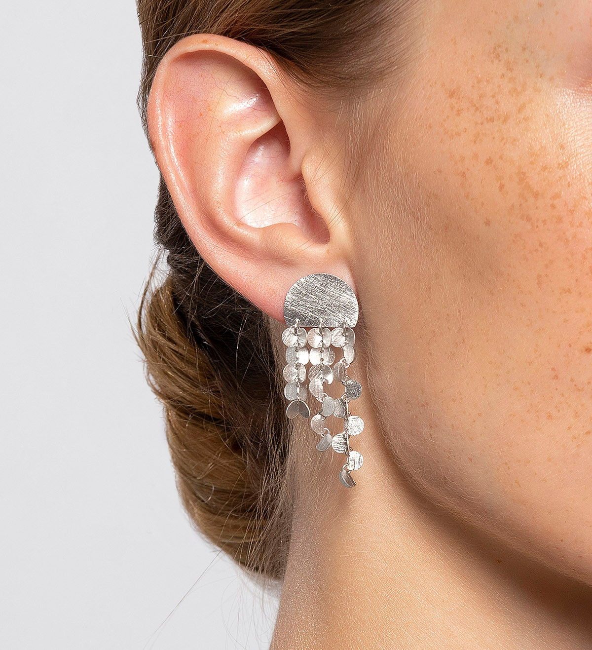 Silver earrings Papallones 40mm