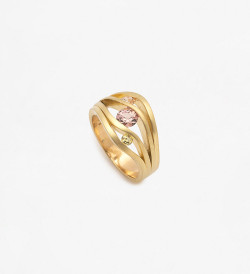 Anillo oro con zafiros naranja Wennick-Lefèvre 0,65ct