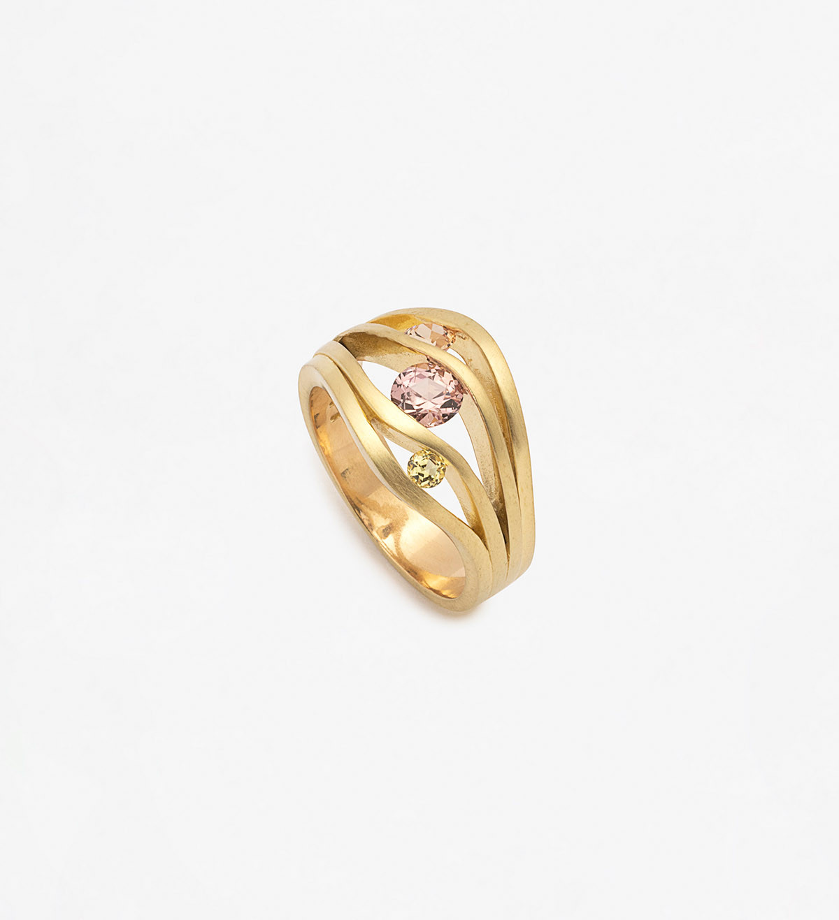 Anillo oro con zafiros naranja Wennick-Lefèvre 0,65ct