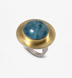 18k gold and silver ring with Aquamarine 31,70ct