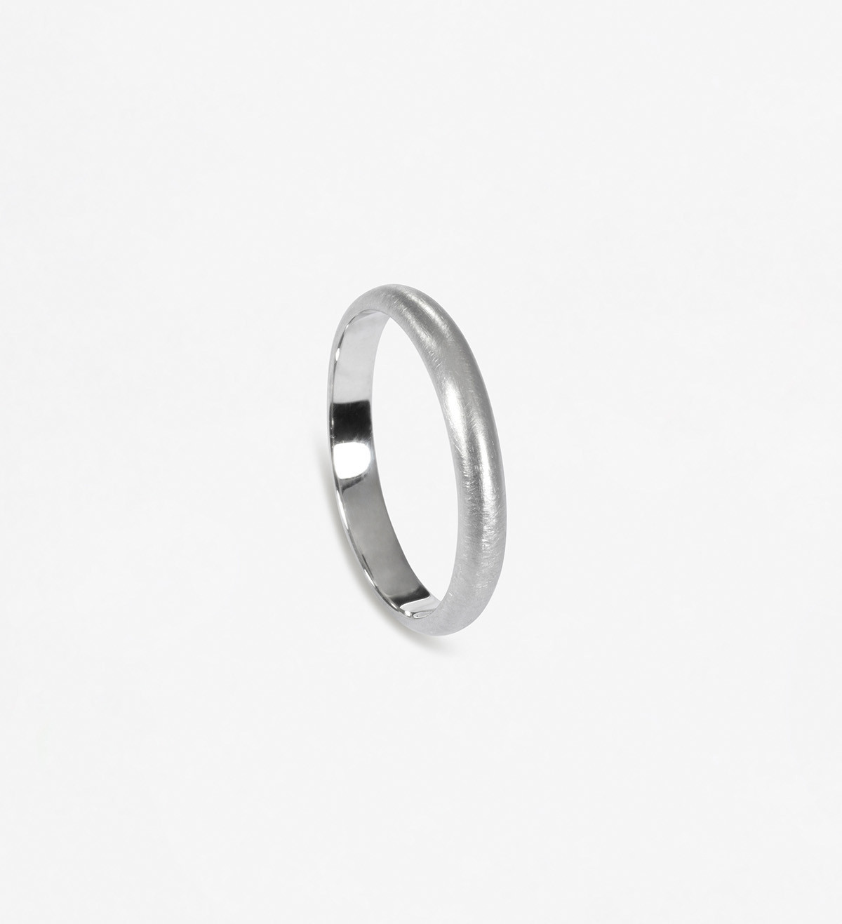 18k white gold wedding band matt 3mm man