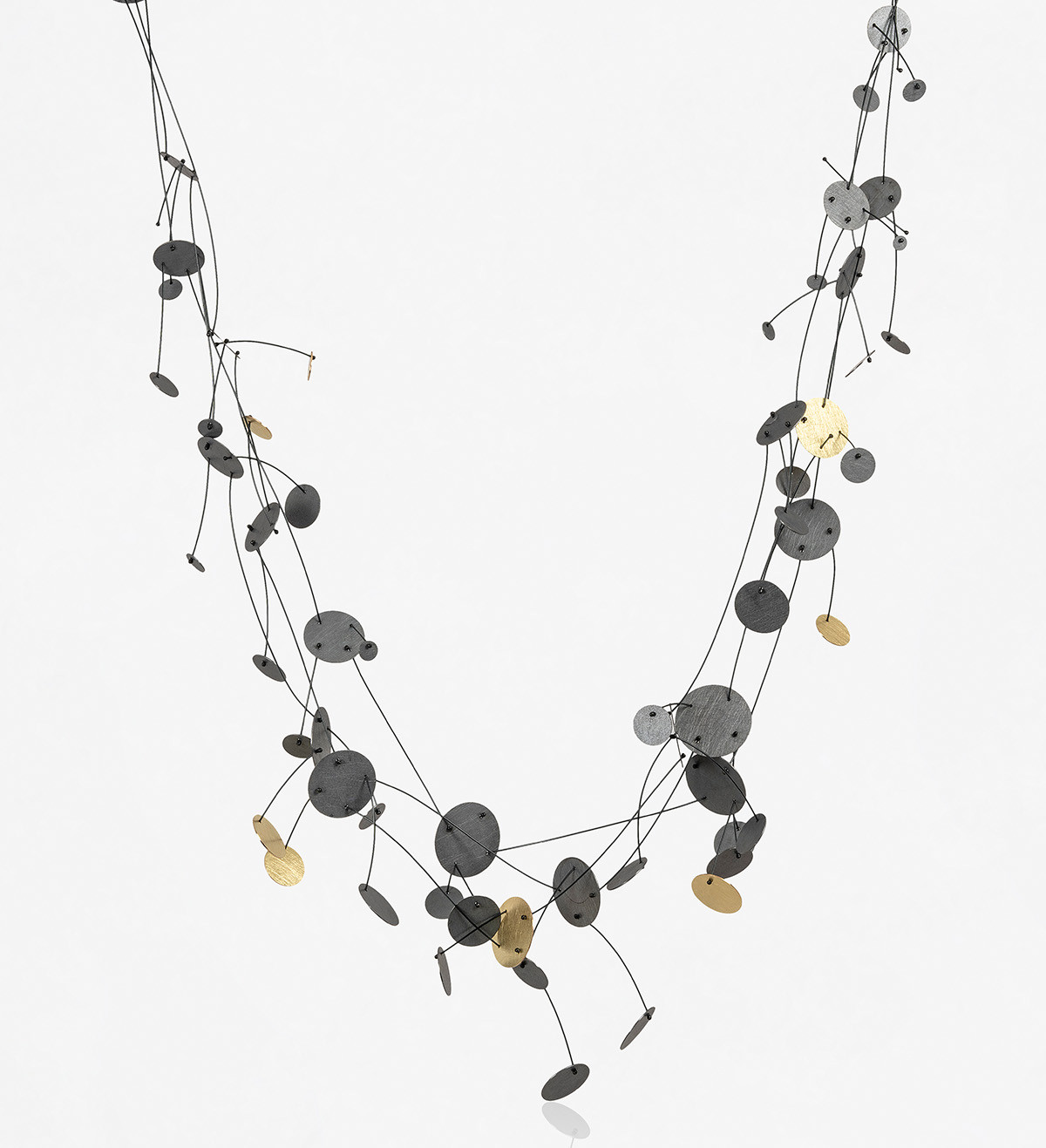 18k gold and silver necklace with nylon Pluja, 42cm