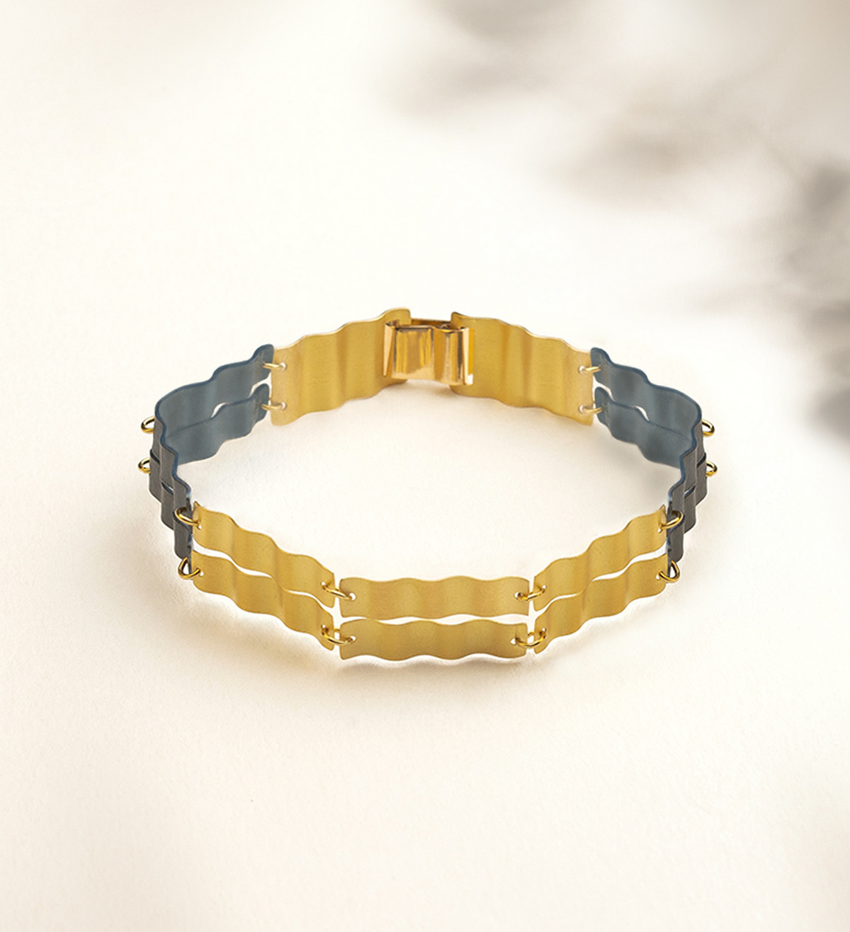 18k gold and titanium bracelet Aigua 2 bands 18cm
