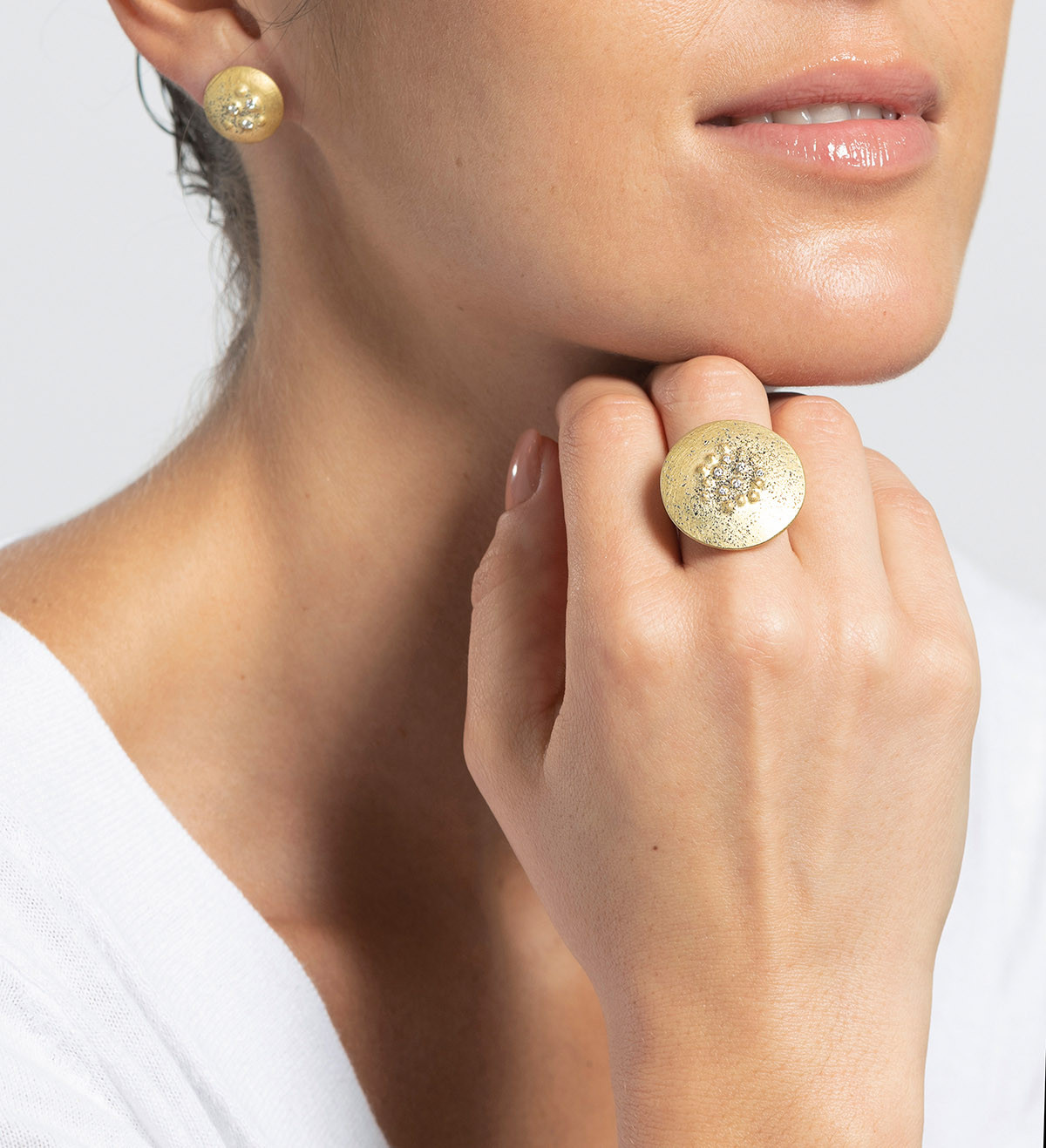 18k gold, paladium and diamonds earrings Bosc 15mm