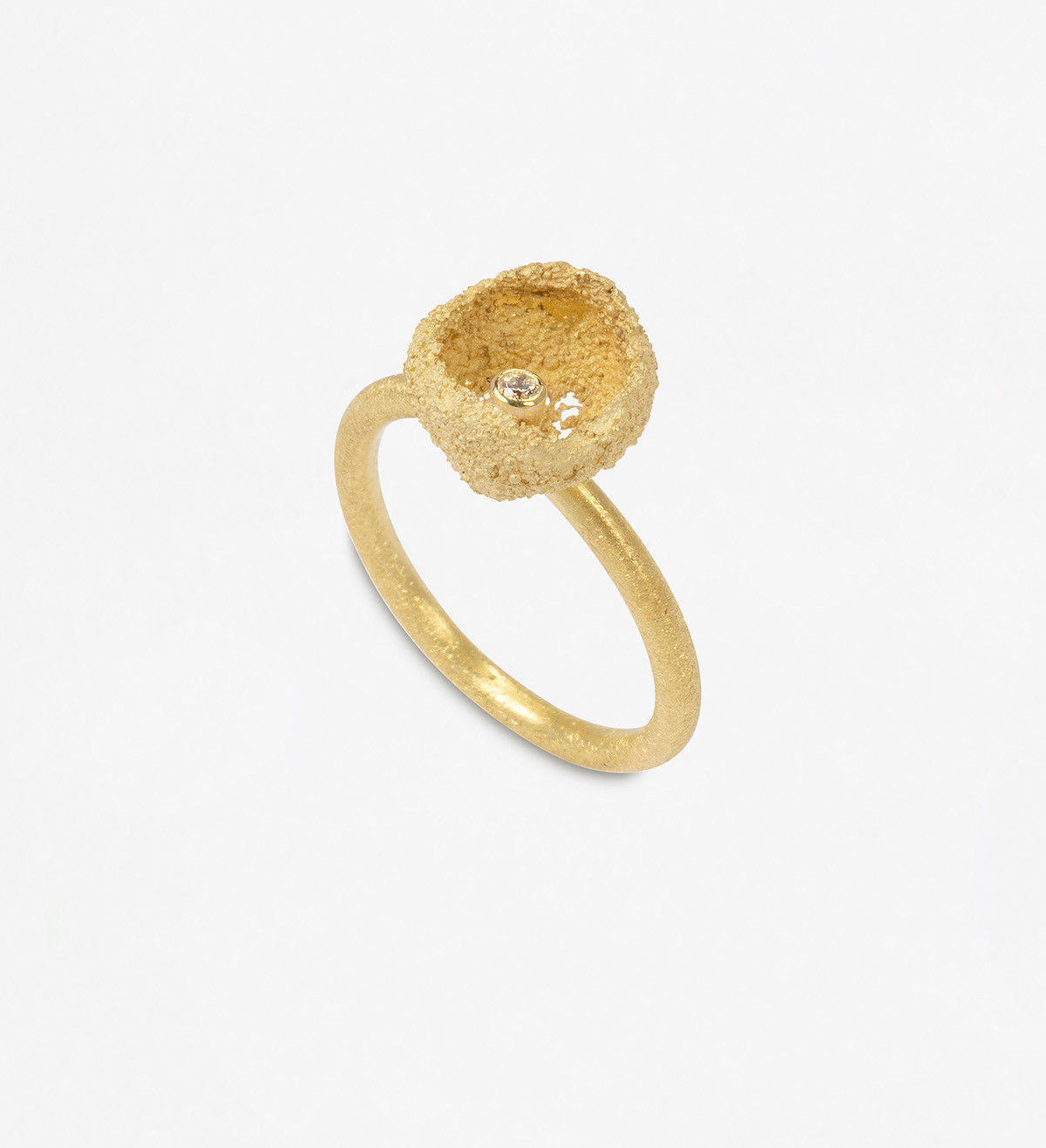 18k gold ring Nius 10mm con diamante 0,025cts