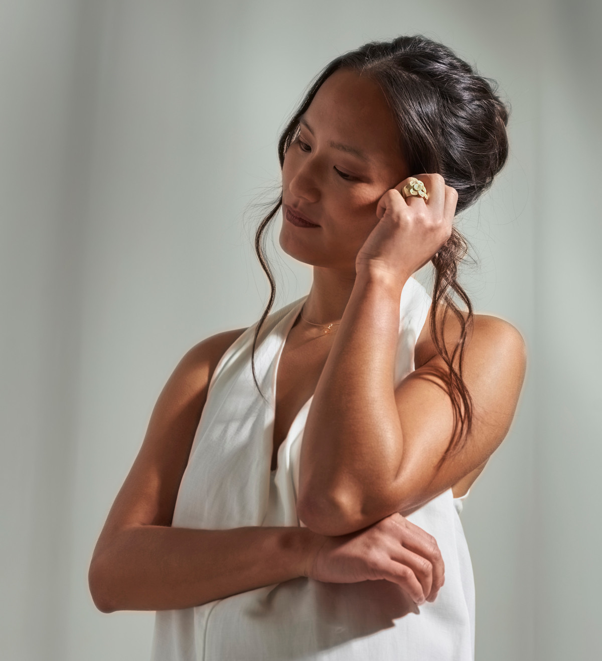 Anillo oro Flô 20mm con diamantes 0,25qt