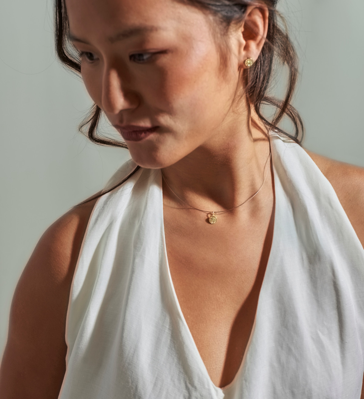 Pendientes oro Flô 8mm y diamantes 0,05ct