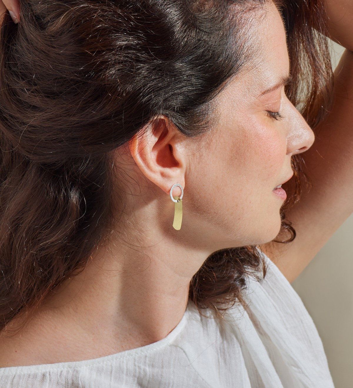 Pendientes oro y plata Posidònia 24mm