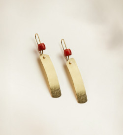 Pendientes Posidonia oro y coral 60mm