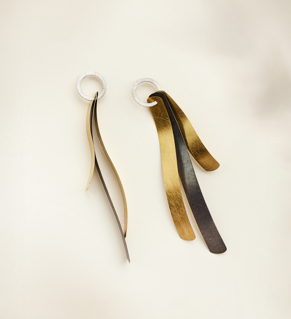 Pendientes Posidonia plata y oro de 18k