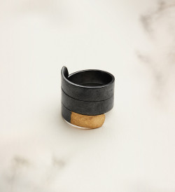 18k gold and silver ring Posidonia 17mm