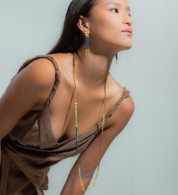 Collar oro y titanio Agua doble 90cm