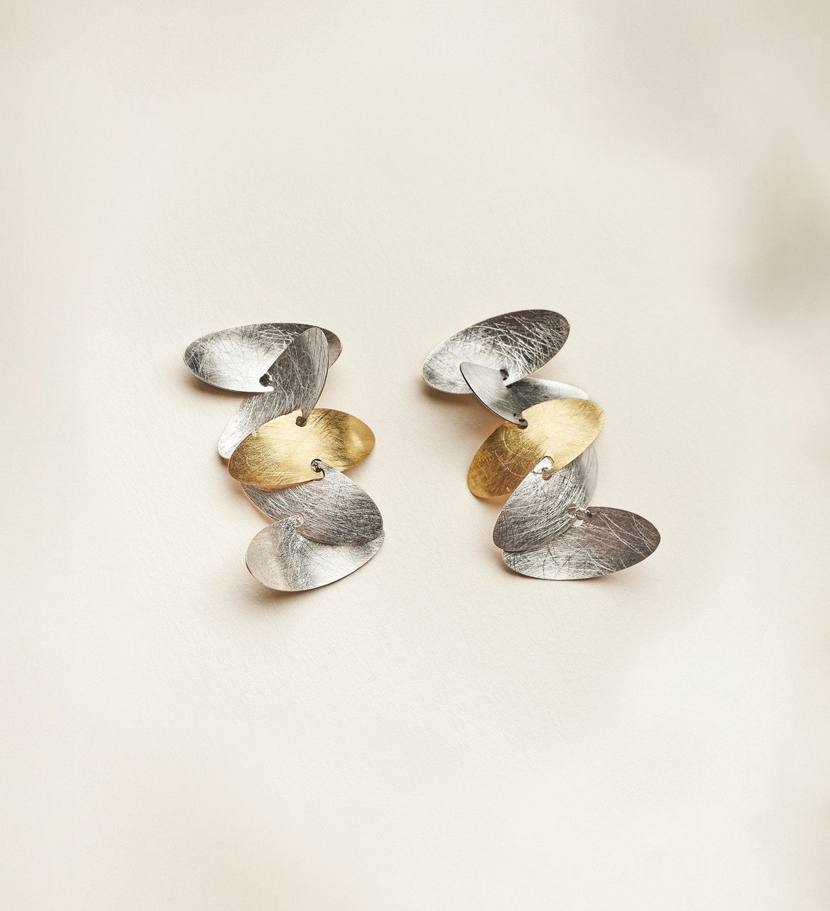 Pendientes oro y plata Samoa 50mm