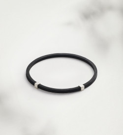 Brazalete plata y caucho dauet 2 pzs