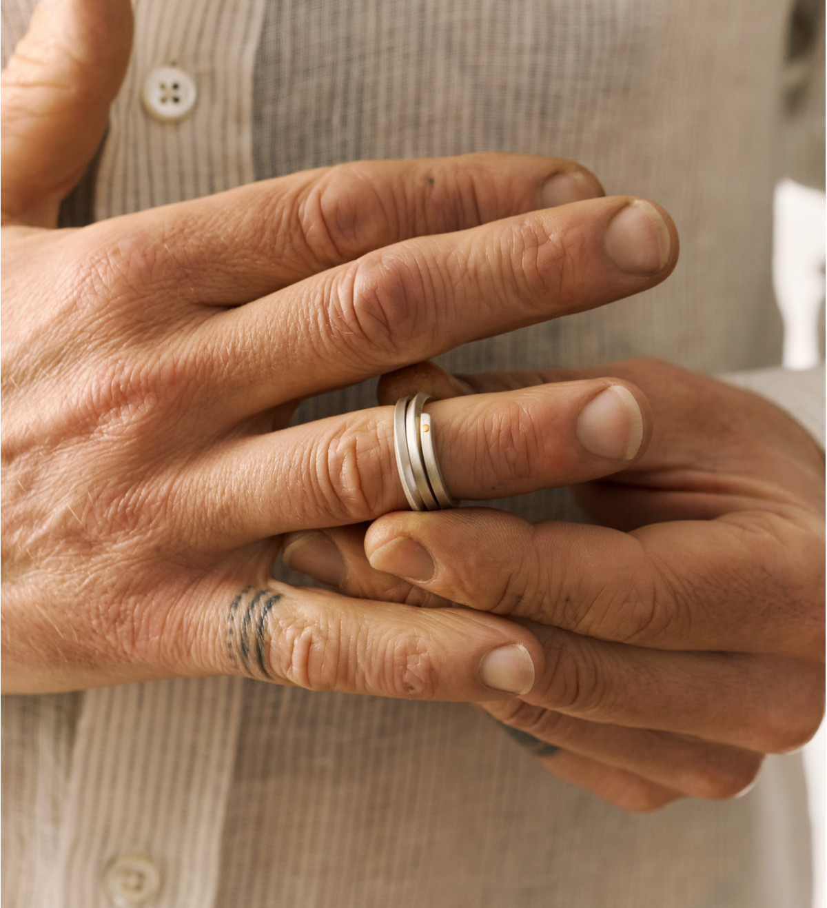 18k gold and silver ring Pinassa for man