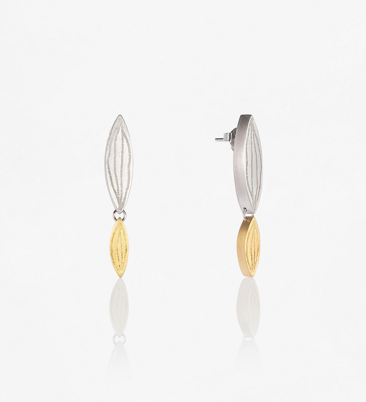 18k gold and silver earrings Blat 45mm