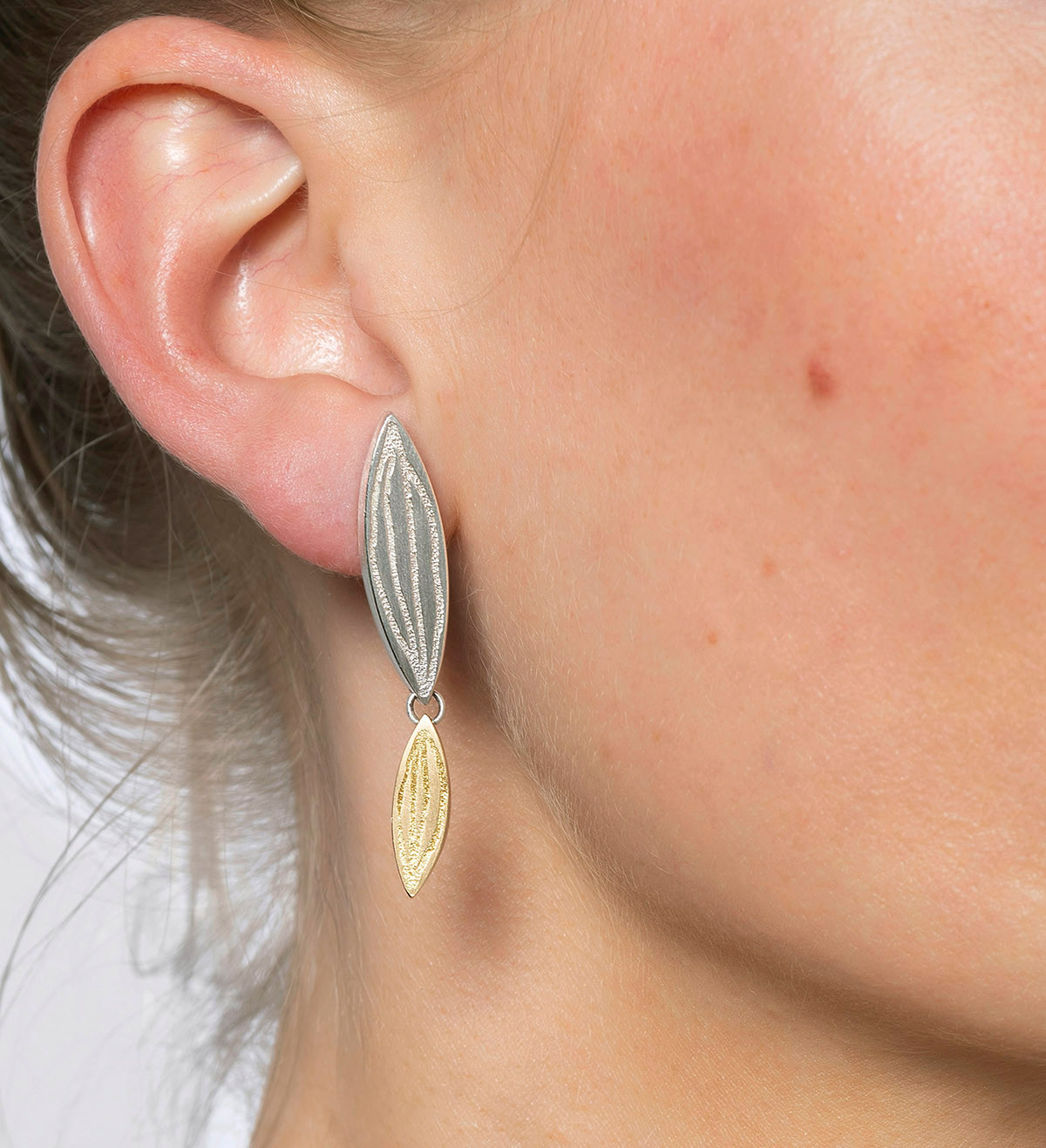 18k gold and silver earrings Blat 45mm