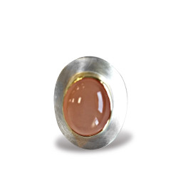 18k gold and silver pendant with orange moonstone