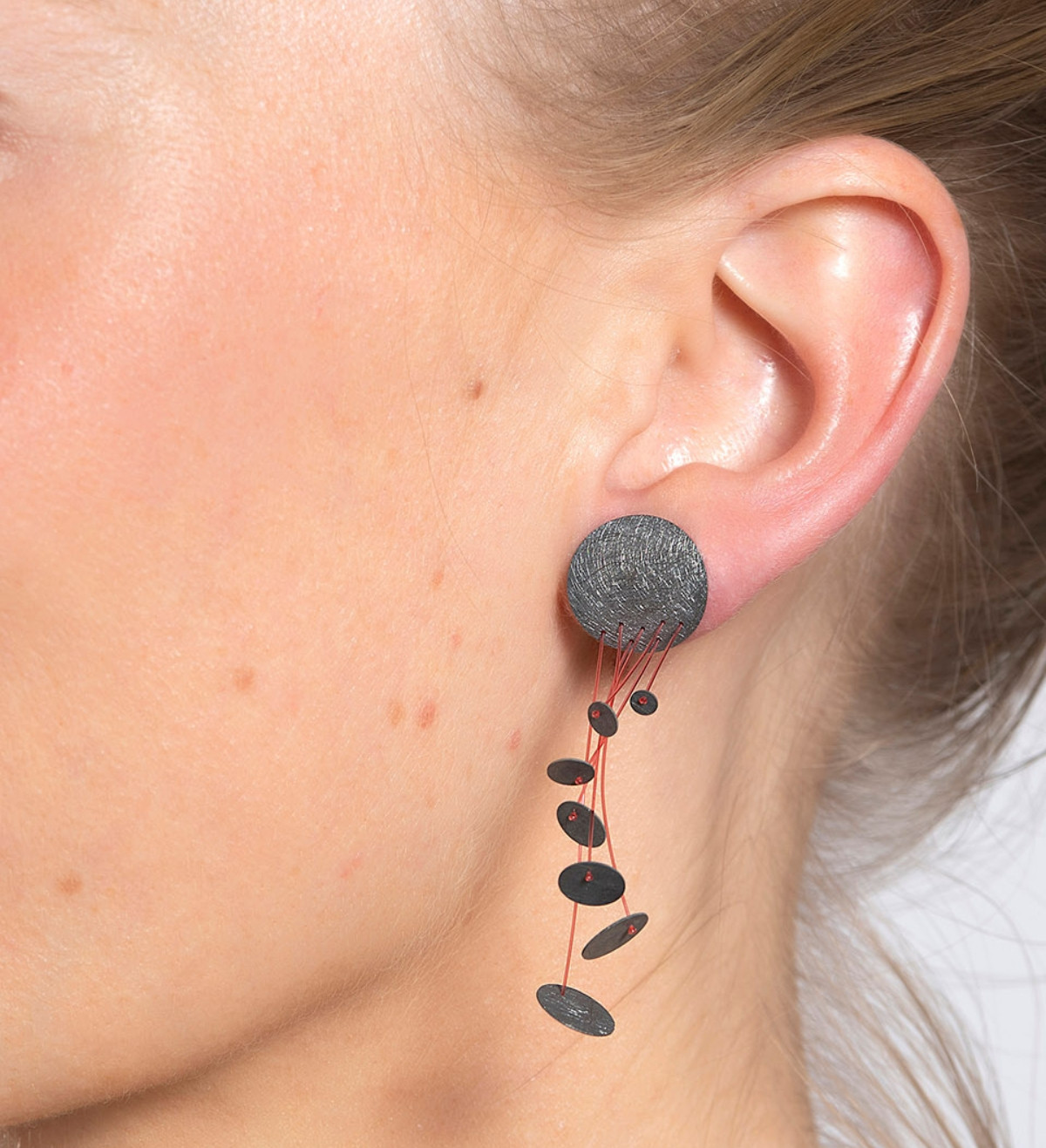 Pendientes oro y plata Pluja 50mm